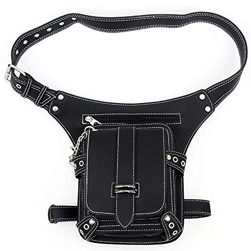 FiveloveTwo Unisex Punk Riñoneras de Marcha Cuero de PU Bolso Bandolera Paquetes De Cintura Pierna Bolsas táctico Pierna Banana Utilidad Gadget Pouch Waist Leg Bag