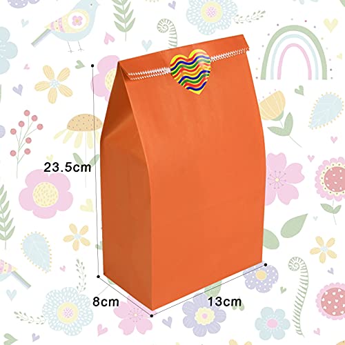 flintronic Bolsas de Regalo, 50 pcs Bolsa de Papel Kraft, Bolsas Regalo Navidad con 10 Colores (+ 100 Piezas Lindas Pegatinas), para Fiestas,Navidad etc (24 * 13 * 8CM)