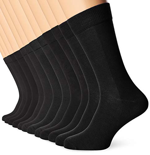 FM London Bamboo Calcetines, Negro (Black 01), Talla Única (talla del fabricante: UK 6-8 EU 39-42) (Pack de 12) para Hombre