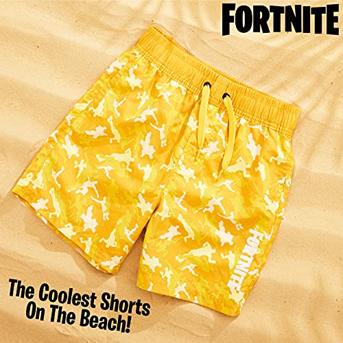 Fortnite Bañador Niño, Pantalones Cortos Niño con Estampado Camuflaje, Bermudas Niño para Playa Piscina, Bañadores Niño de Secado Rapido, Regalos para Niños y Adolescentes (11-12 Anni, Amarillo)