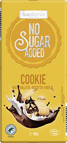 Frankonia Chocolat no Sugar Added Chocolate con Leche con Trozos de Galletas de Mantequilla Sin Gluten, 90 G