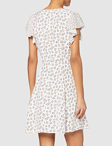 French Connection Aura Drape VNCK Dress W/Splits Vestido Informal, Summer White Multi, 44 para Mujer