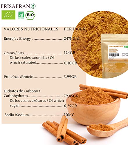 FRISAFRAN - Canela Ceylan Ecológica en polvo - 200Gr