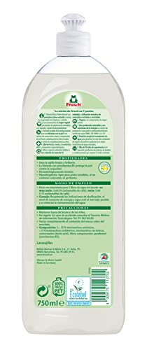 Frosch - Lavavajillas a Mano Líquido Vitaminas Ecológico, Libre de Colorantes y Perfumes, Apto para Pieles Sensibles, Hipoalergénico - Pack de 10 Unidades x 750 ml