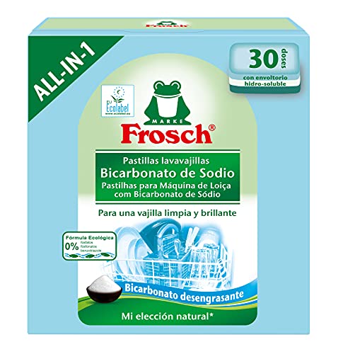 Frosch - Pastillas All In 1 para el Lavavajillas con Bicarbonato de Sodio Desengrasante, Triple Acción Detergente, Abrillantador y Función de sal - Pack de 7 Envases x 30 Unidades