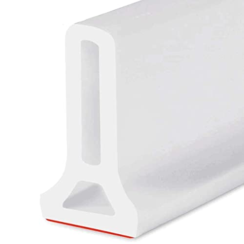 FSHANYUE Wet Room Floor Barrier, Silicone Floor Seal, Shower Threshold Water Dam Shower Barrier, Shower Threshold Water Stopper, Keeps Water Inside Threshold, Bendable (White,400cm/157.48in)