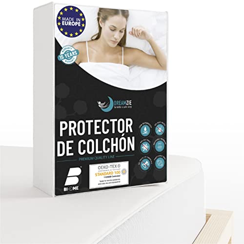 Funda Colchon 135 x 190/200 cm Impermeable - Dreamzie - Protector Colchon Oeko-Tex® Hipoalergénico, Anti-Bacteriano, Anti-Acaros - Made in EU