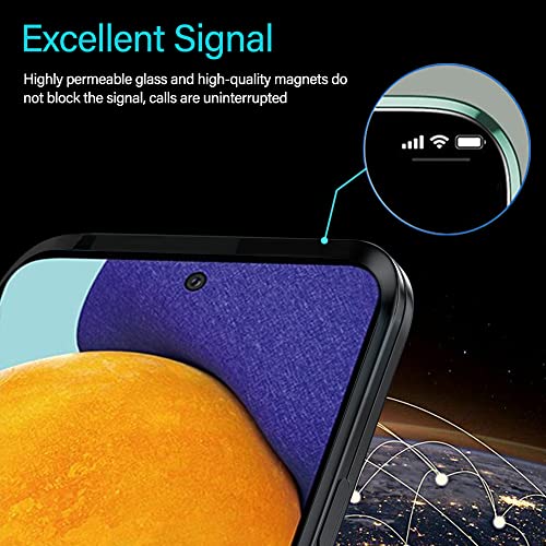 Funda para Samsung Galaxy A52 5G Carcasa Adsorción Magnética, E-Lush Funda 360 Grados Protección Transparente Caso Metal Flip Cover Frontal y Posterior Vidrio Templado Anti Choque Case Cover, Negro