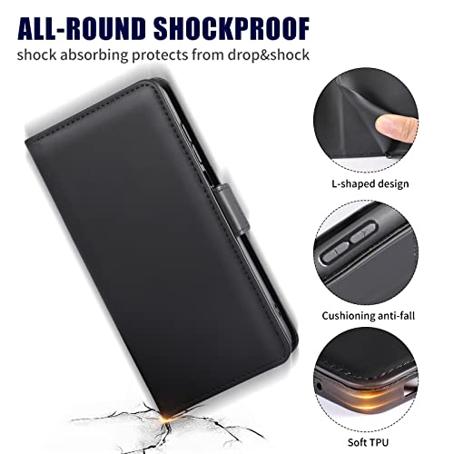 Funda para Xiaomi Mi 11T/Mi 11T Pro 5G, TuFun Premium Flip Folio Carcasa Soporte Plegable con Cierre Magnético y Ranuras para Tarjetas Carcasa Tarjetas Protección - Negro