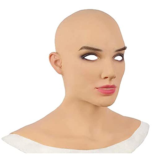 FUNMIX Máscara Humana Realista de látex, Cubierta de Cabeza de látex para Mujer Cosplay Drag Queen Halloween Disfraces para la Cabeza para Cosplay Mascarada de Halloween Fiesta Divertida