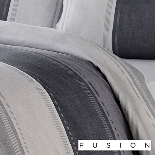 Fusion Betley edredón y Dos Fundas de Almohada, 52% poliéster, 48% algodón, Gris, King, W230cm x L220cm (Duvet Cover), W50cm x L75cm (Pillow Case)