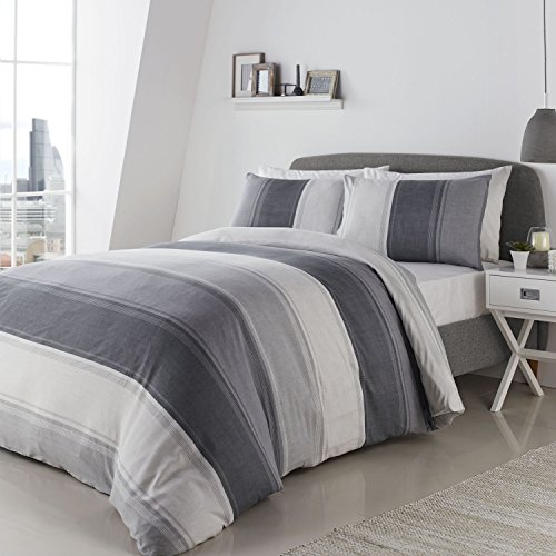 Fusion Betley edredón y Dos Fundas de Almohada, 52% poliéster, 48% algodón, Gris, King, W230cm x L220cm (Duvet Cover), W50cm x L75cm (Pillow Case)