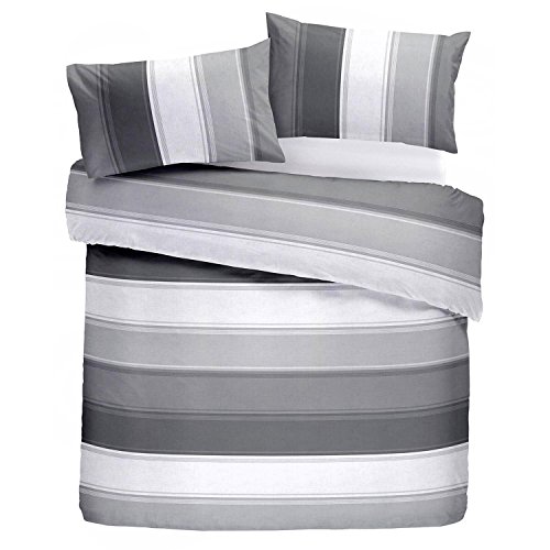 Fusion Betley edredón y Dos Fundas de Almohada, 52% poliéster, 48% algodón, Gris, King, W230cm x L220cm (Duvet Cover), W50cm x L75cm (Pillow Case)