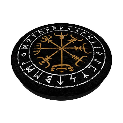 Futhark Circle Vikings Compass Rune Protection Vegvisir PopSockets PopGrip: Agarre intercambiable para Teléfonos y Tabletas