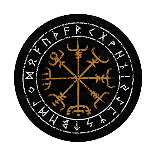 Futhark Circle Vikings Compass Rune Protection Vegvisir PopSockets PopGrip: Agarre intercambiable para Teléfonos y Tabletas