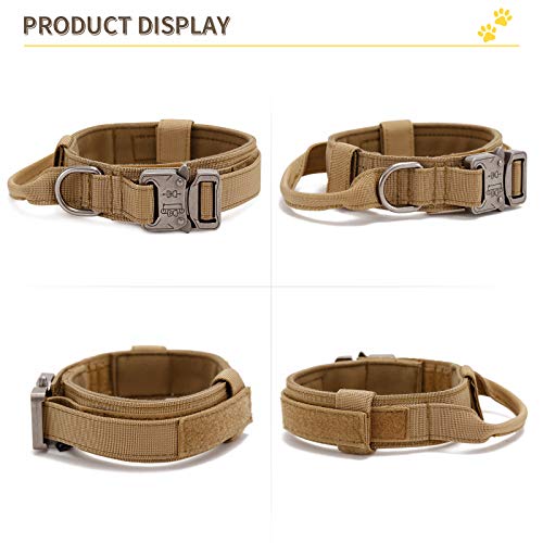 G-raphy Collares Tácticos para Perros, Nailon Militar Ajustable con Hebilla de Metal en D para Entrenamiento de Perros, Colección de Collares para Perros Pequeños Medianos y Grandes (L, Marrón)