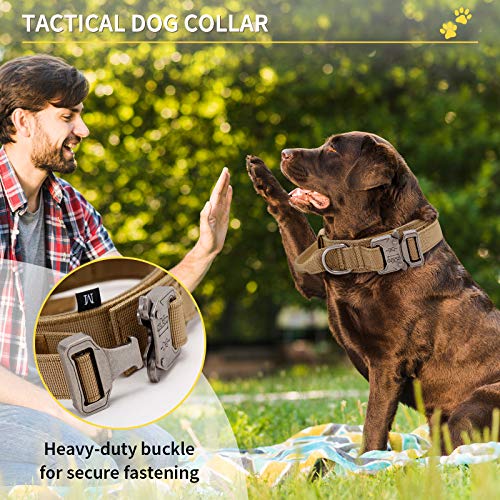 G-raphy Collares Tácticos para Perros, Nailon Militar Ajustable con Hebilla de Metal en D para Entrenamiento de Perros, Colección de Collares para Perros Pequeños Medianos y Grandes (L, Marrón)