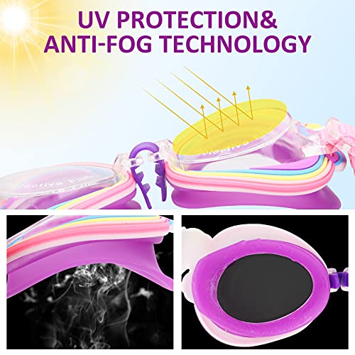 Gafas de Natación Protección UV Antiniebla Gafas para Nadar Antigoteo Unicornio Gafas de Natación Infantil para Niñas Niños