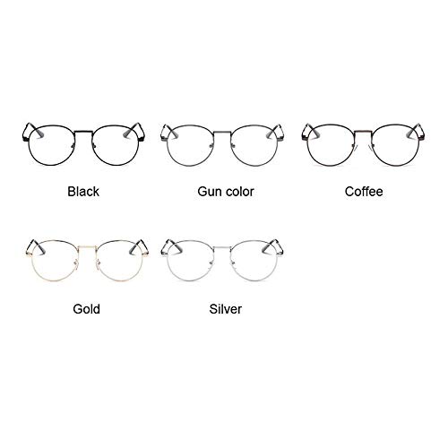 Gafas De Sol Moda Mujer Gafas Montura Retro Ronda Espectáculo Gafas De Sol Transparentes Montura Femenina Eyewear-Gold
