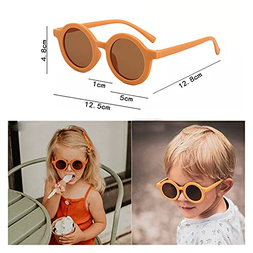 gafas de sol Niños Boys Girls Lindo Leopardo Doble Color Oso Dibujos Animados Forma Redondo Gafas de sol Niños Vintage Gafas de sol UV400 Protección Classic ( Objektiv-Farbe : Lotus root starch )