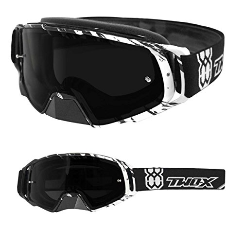 Gafas MX de cross Rocket de Two-X, con cristal tintado gris antiarañazos y protección de nariz, para motocross o enduro