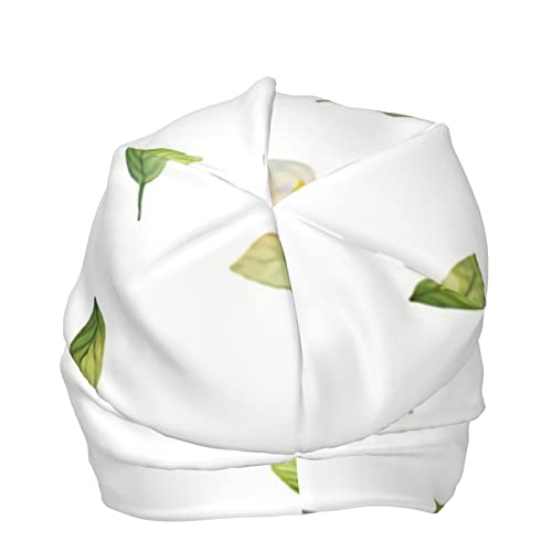 GAMSJM Gorro de punto con diseño de flores de jazmín y hojas de menta para hombres y mujeres