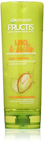 Garnier Fructis Liso & Brillo Acondicionador Fortificante que Alisa y Protege, con Keratina Vegetal Líquida y Aceite de Argán - 300 ml