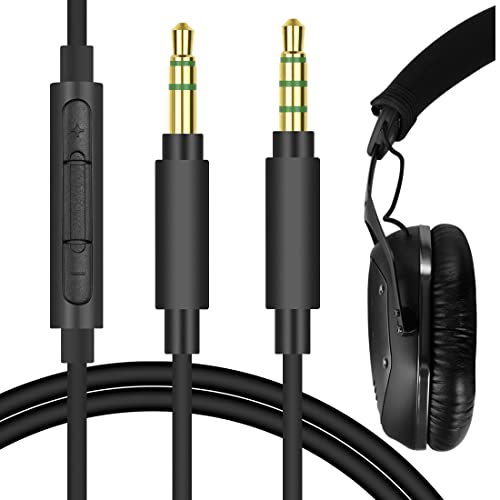 Geekria QuickFit Cable estéreo de 3,5 mm para Auriculares V-Moda Crossfade LP, Crossfade 2, LP2, LP, M-100, M-80, Koss ProDj200, Cable de Audio de Repuesto con micrófono y Control de Volumen (1.5m)