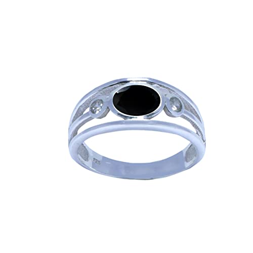 Gemas genuinas forma ovalada facetada negro ónix 925 anillo de plata - venta al por mayor joyería fina tiendas regalo para el día de la madre naturaleza anillo -SR2-BON-FC-1116-h uk, Piedra, Onyx