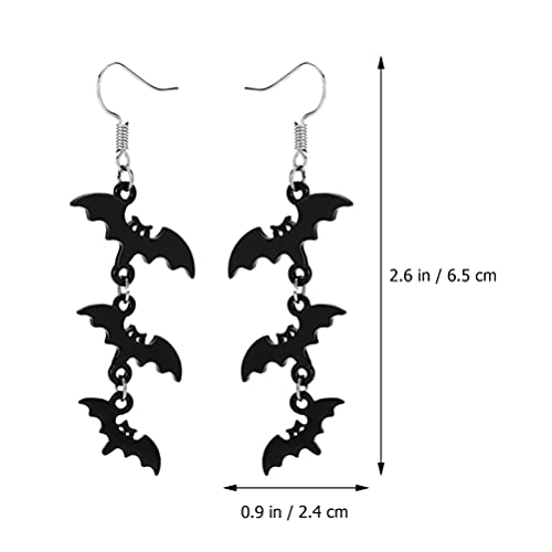 Generic Pendientes largos con diseño de murciélago, para mujer, para Halloween, vampiro, accesorio moderno, gótico, joyas acrílicas, color negro