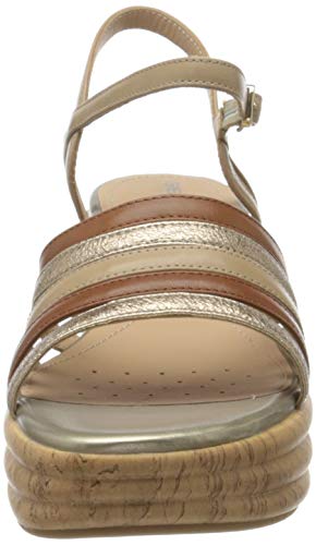 Geox D Primula Sandalo B, Sandalias con Plataforma Mujer, Marrón (Lt Taupe/Cognac Ch66n), 41 EU