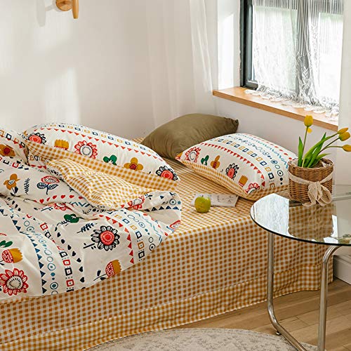 GETIYA Ropa de cama para bebé de color blanco y naranja, 100 x 135 cm, algodón, diseño de flores, funda nórdica con cremallera y funda de almohada de 40 x 60 cm