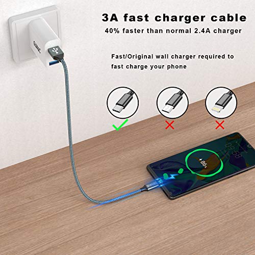 GIANAC Cable USB Tipo C, 2Pack[2M+2M] 3A Cargador Tipo C Nylon Carga Rápida y Sincronización Cable USB C para Galaxy S10/S9/S8 Note9, Xiaomi Mi A2/A1, Huawei P30/P20/Mate20, Xperia XZ