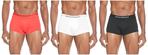 Giorgio Armani 111610cc722 Underwear, Multicolor (White/Red/Black), Medium (Tamaño del Fabricante:M) (Pack de 3) para Hombre