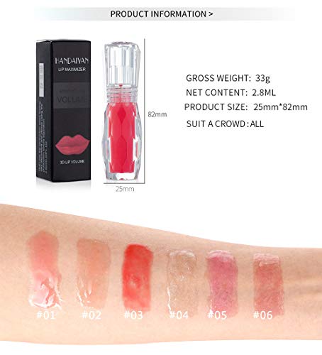 GL-Turelifes Lip Plumper Gloss Jelly Color Lipstick, Lip Plumping Balm Plumper Lip Gloss, Clear Lip Plump Gloss- Enhancer para labios más hidratados e hidratados, humecta, elimina las arrugas (#1)