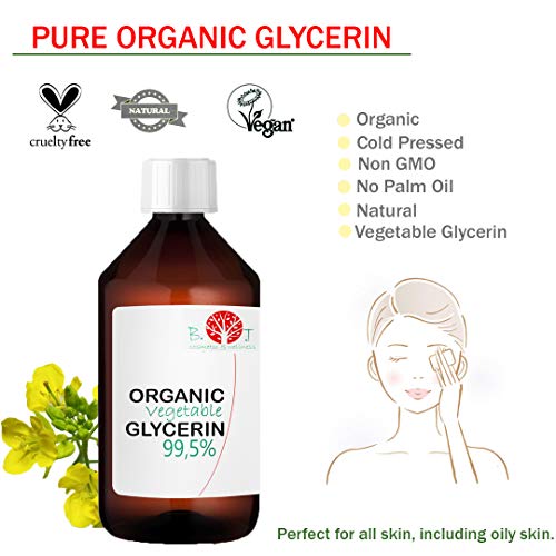 Glicerina Vegetal Líquida. 100% Orgánica y con Certificado Ecológico. Hidratante Natural de Piel y Cabello. Apta para elaborar jabones, cosmética casera y repostería 1.32 kg / 1000 ml