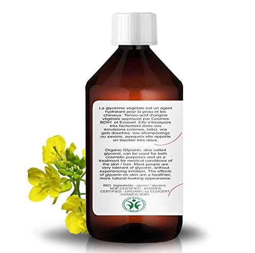 Glicerina Vegetal Líquida. 100% Orgánica y con Certificado Ecológico. Hidratante Natural de Piel y Cabello. Apta para elaborar jabones, cosmética casera y repostería 1.32 kg / 1000 ml