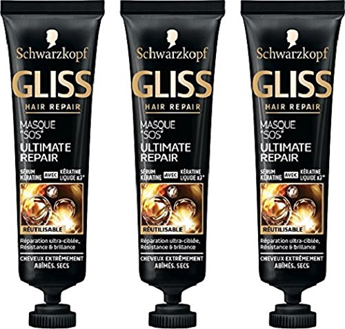 Gliss Schwarzkopf Ultimate Repair Máscara SOS Sérum de 20 ml – Juego de 3 unidades