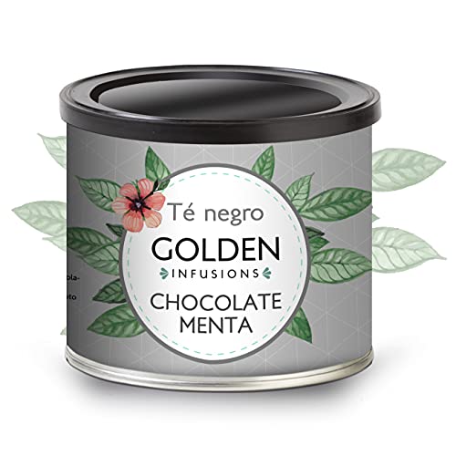 Golden Infusions - Té Negro Chocolate y Menta - Lata de 100 g - Infusión a granel - Antiestrés y Energético - Favorece la Concentración - Acción Antioxidante - Té con Sabor After Eight