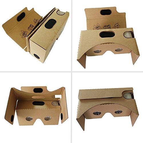 Google Gafas de Realidad Virtual 3D Headset de Carton, Carton 3-6inch DIY Pantalla Compatible con Apple y Android Smartphone