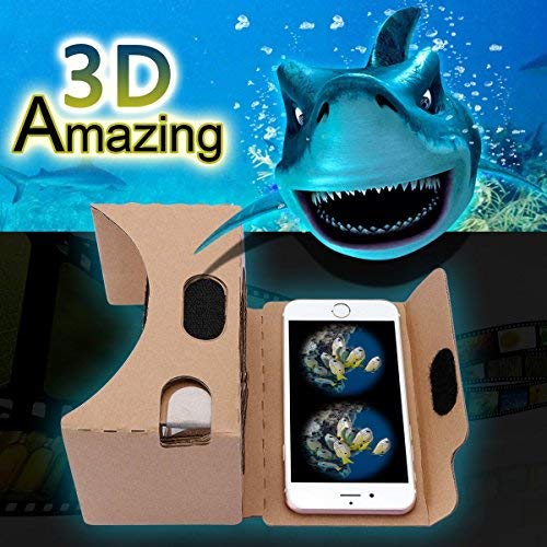 Google Gafas de Realidad Virtual 3D Headset de Carton, Carton 3-6inch DIY Pantalla Compatible con Apple y Android Smartphone