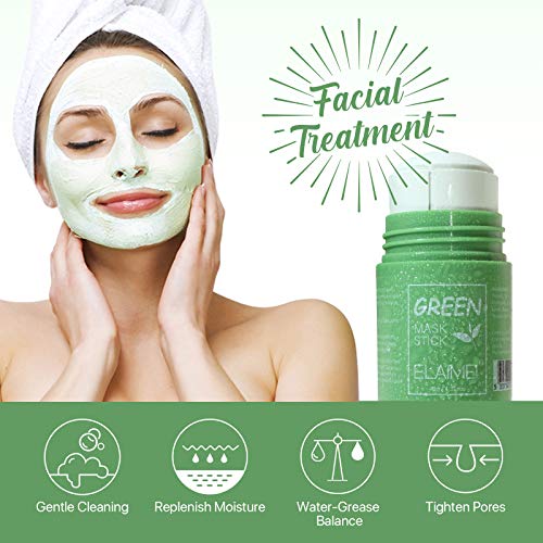 Green Tea Mask Stick for Face, Blackhead Remover Green Tea Purifying Clay Stick Mask, Mascarilla facial de limpieza profunda con control de aceite, control de aceite anti-acné y poros limpios para