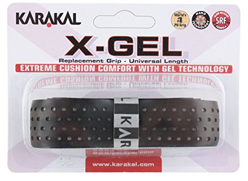 Grip para raquetas de tenis, badminton, squash de Karakal con tecnología X-Gel, color azul y rojo, negro