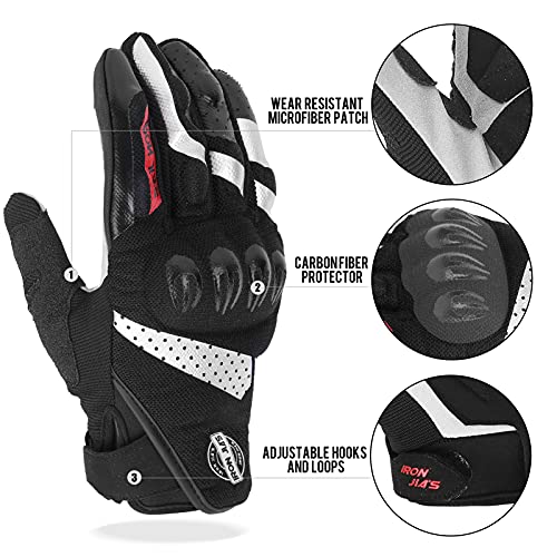 Guantes de Moto, Dedo Completo Guantes de Moto con Pantalla Táctil Guantes de Nudillos