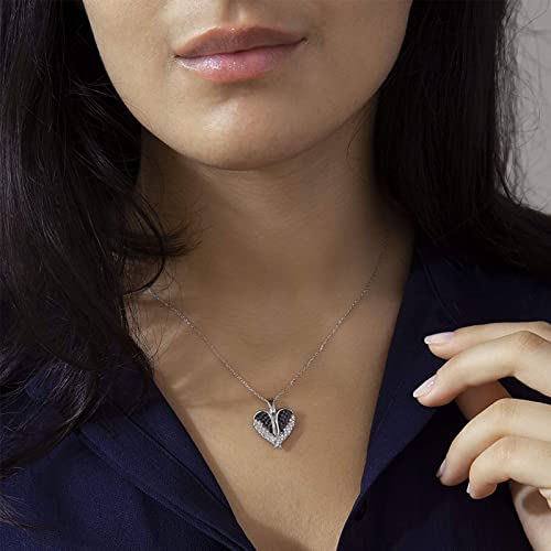 Guardian Angel Wings Necklaces, Crystal Love Heart/Angle Wings Pendant Charm Necklace, Amulet Protection Necklace Jewelry for Men and Women,Plata