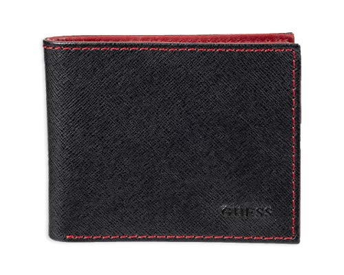 Guess Men's Leather Slim Bifold Wallet, Black Extra Capacity, One Size