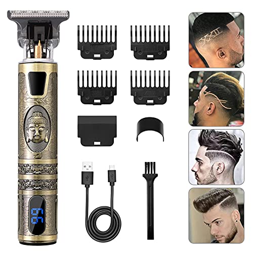 Guijiyi Cortapelos Hombre,Maquina Cortapelo Profesional de Pelo y Barba con 4 Peines Guía,Hair Trimmer Cortapelo con Pantalla de Visualización Digital LED y Hoja T para Adultos y Niños