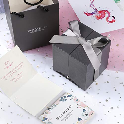 GuKKK Rosa Eterna Caja de Joyería Ramos, Rosa Eterna Caja de Joyería Bella, Rosa Eterna Caja de Almacenamiento, Caja de Joyería de San Valentín Regalos, para Aniversario, Día de la Madre (Gris)