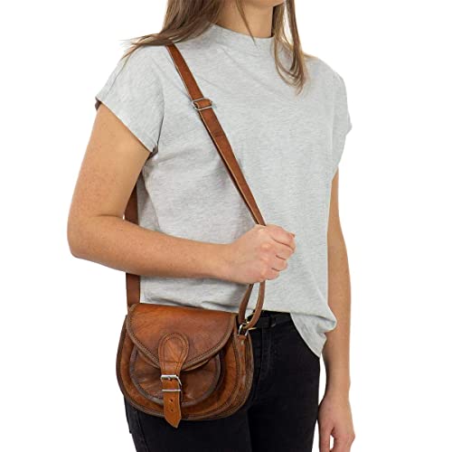 Gusti Cuero nature Claire Bolso Bandolera Vintage Retro Cuero de Cabra Hebilla Elegante Unisex Marrón Práctico Elegante Auténtico Regalo K53b