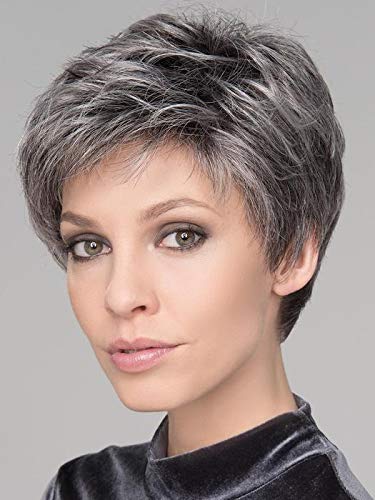 HAIRCUBE Pelucas de pelo humano de peluca natural corta para mujer pelucas de pelucas de pelucas gris a blanco para blanco